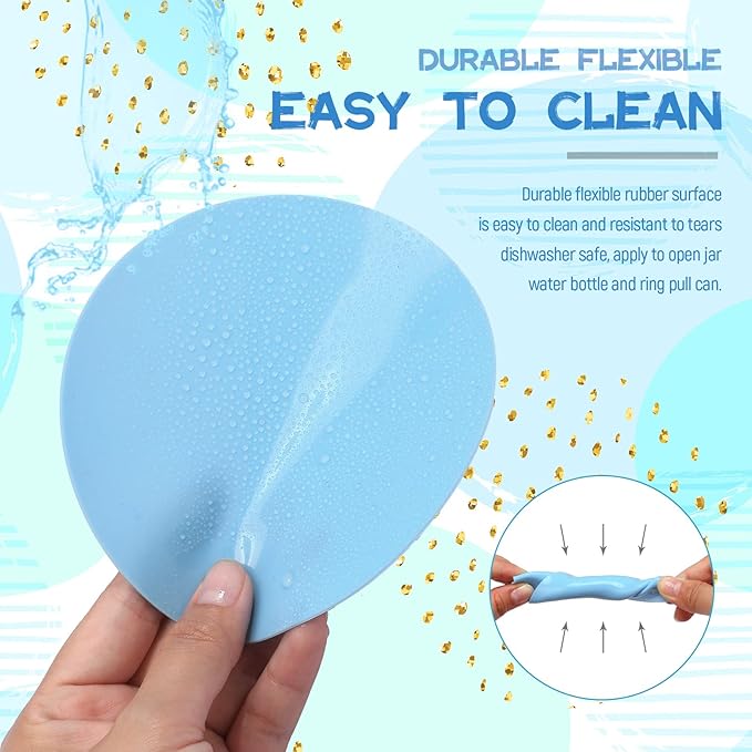 Chuangdi 8 Pcs Jar Opener Rubber Jar Gripper Pads 5'' Round Coasters Heat Insulation Pad Trivet Non Tear Multi-Purpose Bottle Lid Openers for Arthritic Weak Hands Kitchen Supplies(Blue Series)