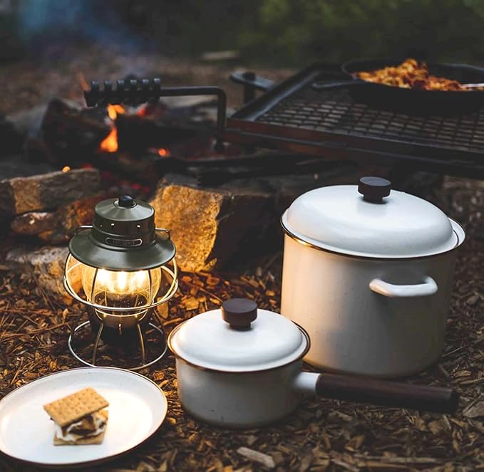 Barebones Enamel Stock Pot - Durable Enamel-Coated Steel Pot for Even Heating and Outdoor Cooking Of Soups, Stews and Chili (Eggshell)