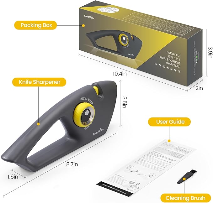 5 in 1 Knife Sharpener with 5 Stages including Tungsten, Diamond, Ceramic for Scissors and All Kinds of Kitchen Knives with Straight and Serrated Blades
