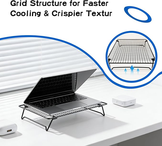 Cooling Racks for Cooking and Baking, Cookie Cooling Rack, 2-Pack with Sizes 16.93X11.02X3.15 Inches & 13.4x9.4x2.36 Inches, Sturdy Baking Cooling Racks for Cookies, Cakes