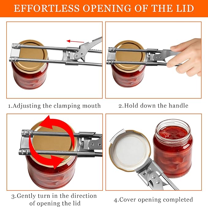 2PCS Jar Opener for Weak Hands,New Adjustable Multifunctional Stainless Steel Can Opener for Seniors,Arthritis Adjustable Jar Opener Upgrade Easy Grip Jar Lid Gripper Bottle Opener Kitchen Gadgets