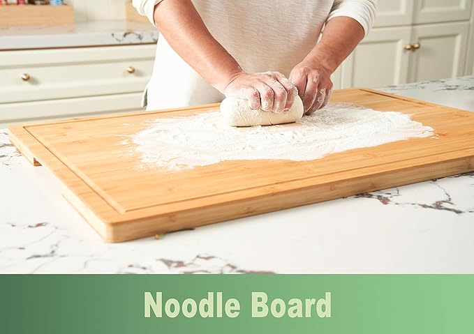 Allsum 36x24" Bamboo Cutting Boards for Kitchen, Wood Stove Top Cover, Extra Large Noodle Board Over Sink, Charcuterie Board Cheese Serving Tray with Side Handles and Juice Grooves