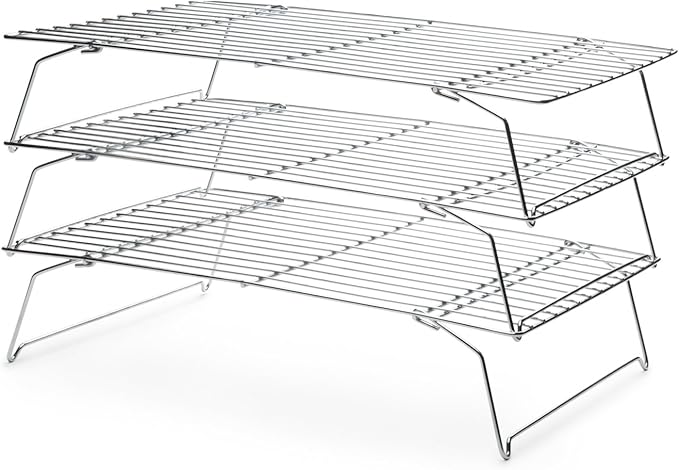 Fox Run Stackable Cooling Rack Set, Chrome, 3-Piece, Metallic, 2.25 x 14 x 10 inches