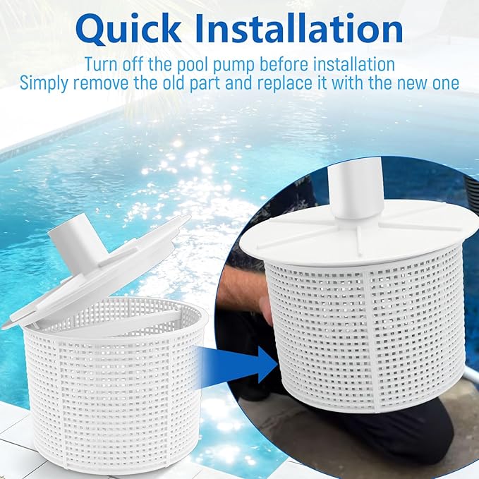 Pool Skimmer Basket Compatible with Hayward Skim Vac In-Ground Pool Skimmers Includes SPX1082CA Pool Skimmer Basket and 85001900 S15 & S20 Skimmer Suction Plate, Pool Accessories (White)