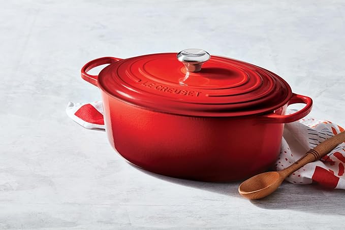 Le Creuset Enameled Cast Iron Signature Oval Dutch Oven, 6.75 qt., Cerise