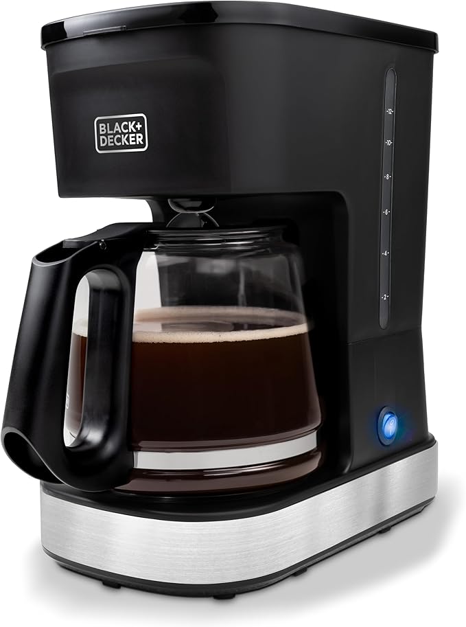 BLACK+DECKER CAFÉCRAFT 12-Cup Coffee Maker, One-Switch Drip Coffeemaker with Vortex Showerhead Technology, Sneak-A-Cup, Keep Warm Function, Stainless Steel