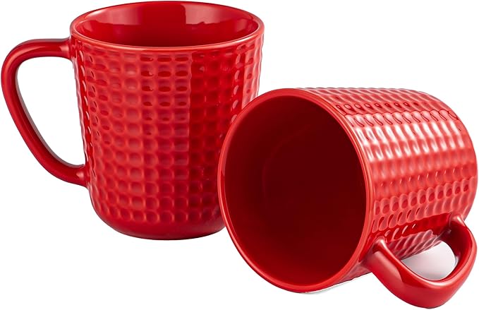 Large Coffee Mugs, 20 oz Ceramic Coffee Cups with Handle, Porcelain Big Tea Cups for Office and Home, for Latte Cocoa Dishwasher and Microwave Safe, 2PCS, Red