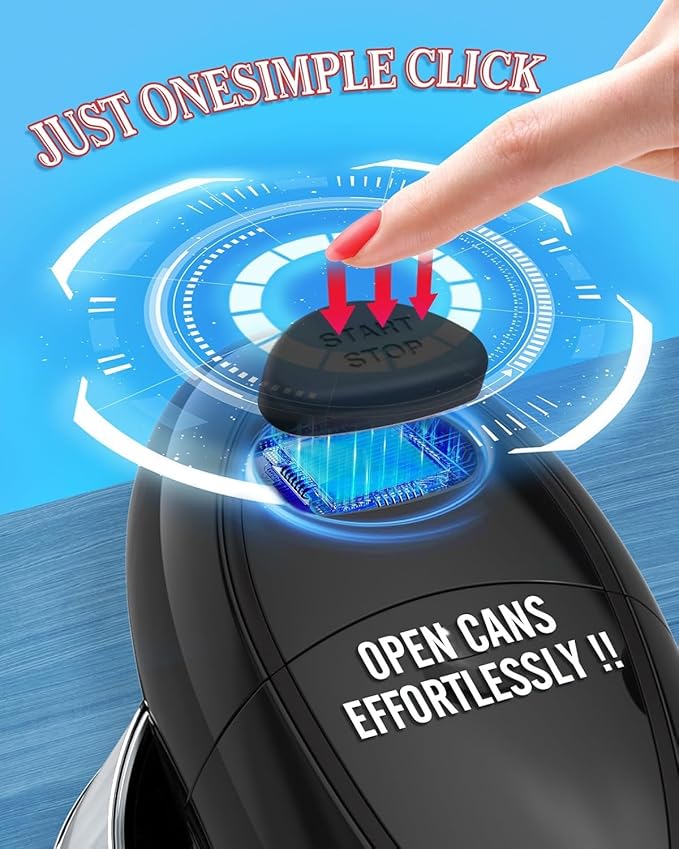 Auto Electric Can Opener, Fast & Efficient Automatic Hands-Free Can Opener, Easy to Use, Compact & Portable, Smooth Edge, Battery Operated, Easy Open for Arthritis & Seniors, Fits All Can Sizes -Black