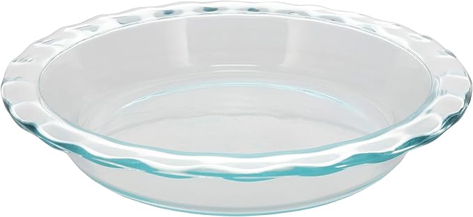 Pyrex Clear Fluted Rim Glass Pie Plates (9.5 x 1.6 in 24-CM) - 2 Pack, Made in the USA