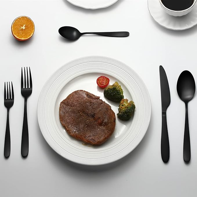 Matte Black Silverware Set for 8, 40 Pieces Black Flatware Set, Stainless Steel Tableware Cutlery Set Include Fork Spoon Knife, Kitchen Utensil Sets for Home and Restaurant