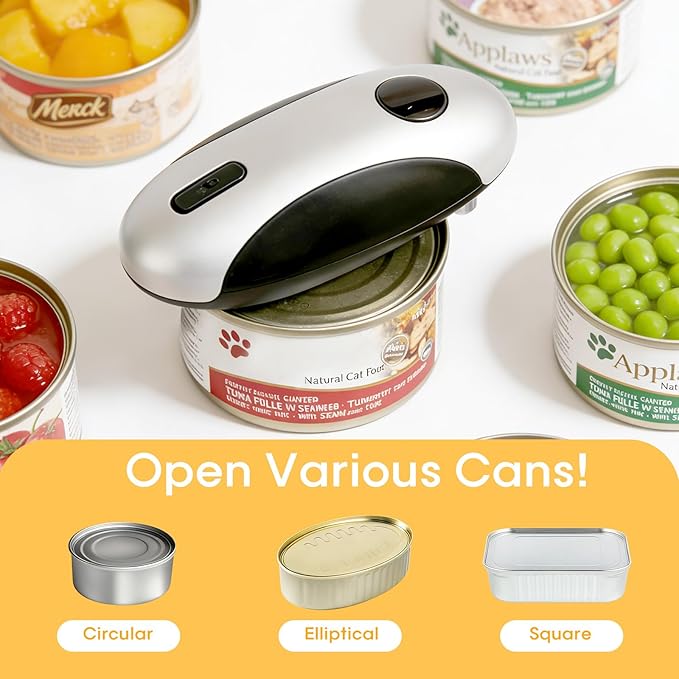 Electric Can Openers in 2026: Automatic Can Opener Electric with Rechargeable. The Can Opener Creates A Smooth Edge, Making It The Best Gift for Seniors And Kids. (Gray)