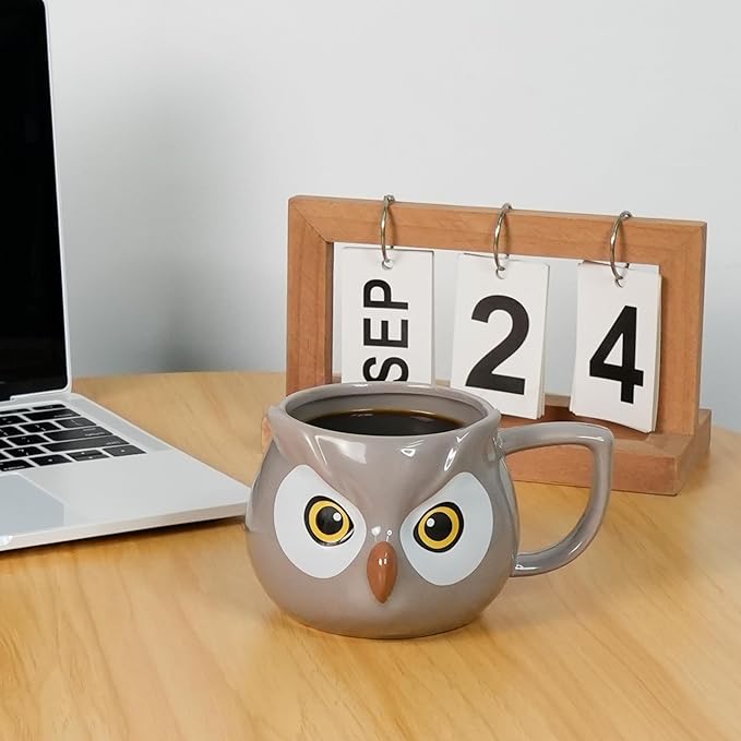 Owl Mug - Ceramic Coffee Cup for Women, 3D Funny Coffee Mug, Christmas Birthday Owl Gifts for Women Man Kids 14oz