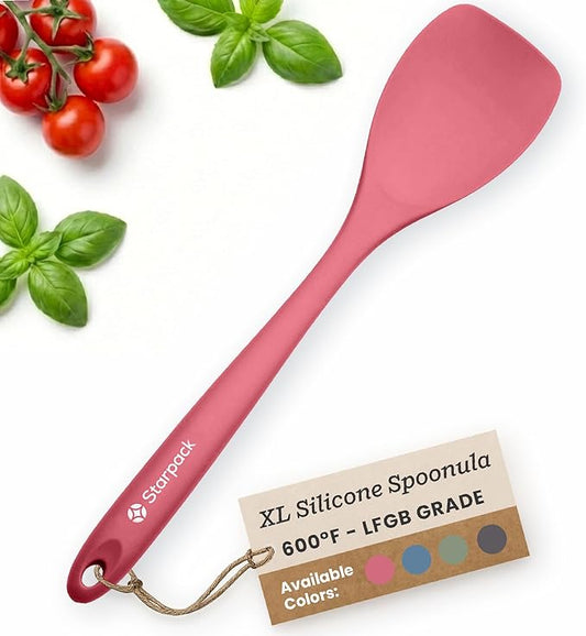 Starpack 'The All Rounder' XL Premium Silicone Spoonula Spatula - Silicone Spatula Spoon Heat Resistant to 600°F - Best Silicone Spoonulas - Rubber Spoon Spatula - Kitchen Spoon Spatula for Cooking
