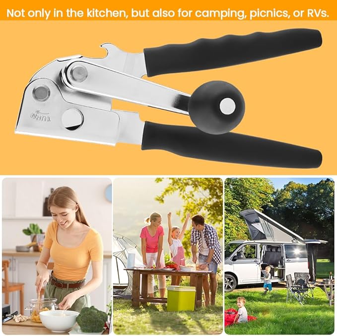 Commercial Can Opener, Crank Can Openers Manual, Heavy Duty Handheld Stainless Steel Cans Opener Bottle Openers with Long 360° Turn Wheel Handle for Seniors Kitchen(SIZE:Non-magnetic)