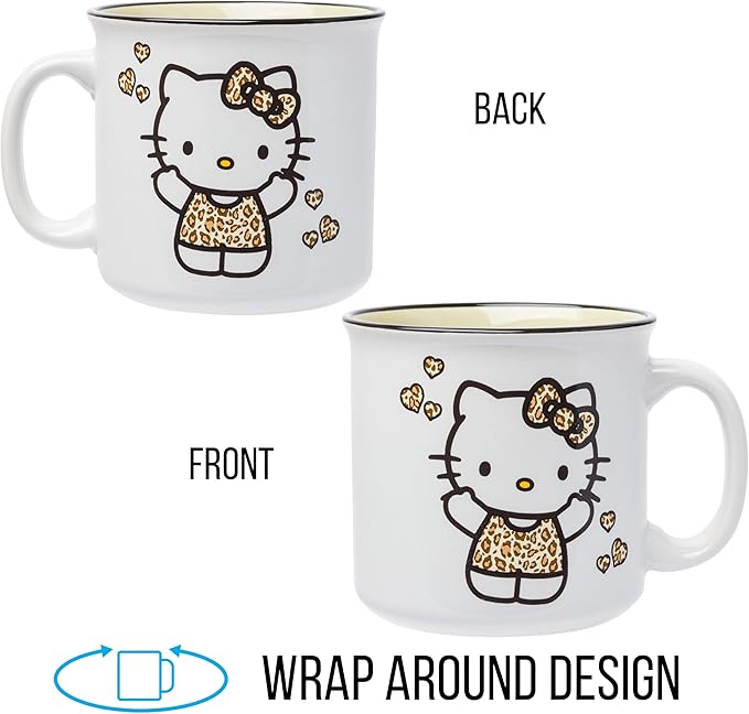 Silver Buffalo Sanrio Hello Kitty Leopard Outfit Ceramic Camper Mug, 20 Ounces