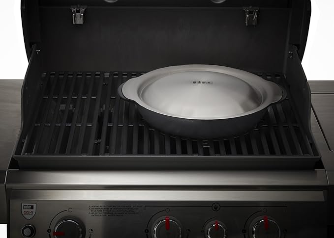 Weber Crafted Wok & Steamer – 6 Qt Porcelain‑Enameled Cast‑Iron Wok with Steamer Basket for Weber Crafted Compatible Grills