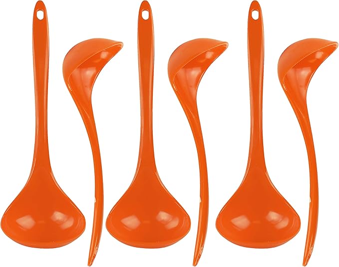 Reston Lloyd Melamine Soup Ladle Kitchen Utensil, Premium Quality Utensil with Heat Resistant Ergonomic Handle, Durable BPA-Free Plastic, 10.5 inch long, 6pc Set, Orange