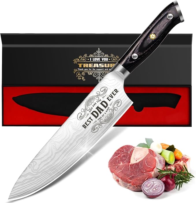 Gift for Dad Men, Dads Gifts for Dads, Dad Birthday Gift from Daughter Son Kids, 8 inch Pro German 1.4116 Chef Knife, Kitchen Knife Gift Set for Best Easter Dad Father Gifts