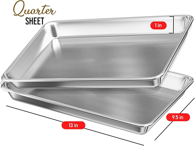 Eatex Aluminum Baking Sheet Set - 6 Pack Quarter Sheet Pans