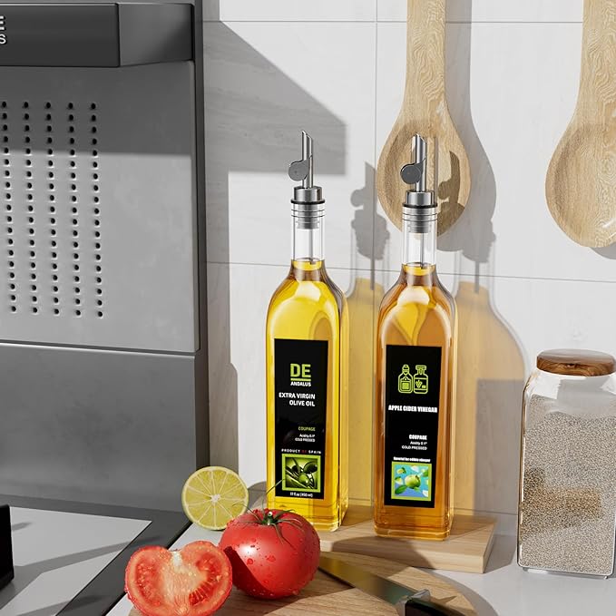 Olive Oil Dispenser Spout, Weighted Liquor Pour Spout, Syrup Dispenser Spout, Stainless Steel Automatic Pour Spouts for Liquor Bottles, Oil Bottles, Vinegar, Syrup and Alcohol 2 Pack Sliver