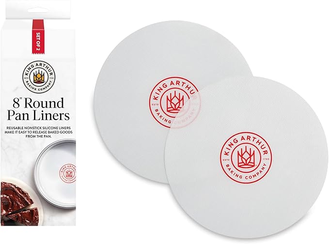 King Arthur Baking Company Round Cake Pan Liners, Oven Safe Reusable Nonstick European-Grade Silicone, 8-Inch, Set Of 2, For Easy Nonstick Cake Release