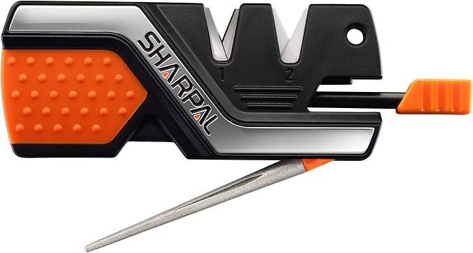 SHARPAL 101N 6-in-1 Pocket Knife Sharpener & Survival Tool – Diamond Sharpening Rod, Fire Starter Ferro Rod, Whistle – Sharpens Straight & Serrated Blades, Repairs & Hones Knives