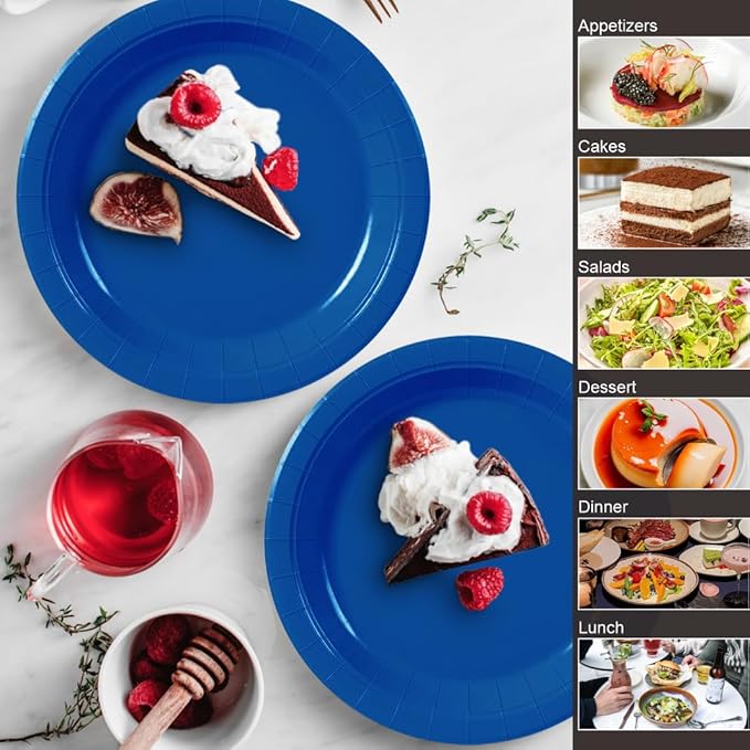 40Pcs Disposable Paper Plates Blue,Including 20pcs 9" and 20pcs 7" Plates,Strong and Sturdy Disposable Plates for Party, Dinner, Holiday, Picnic,Birthday Party, Dinner Table, Wedding