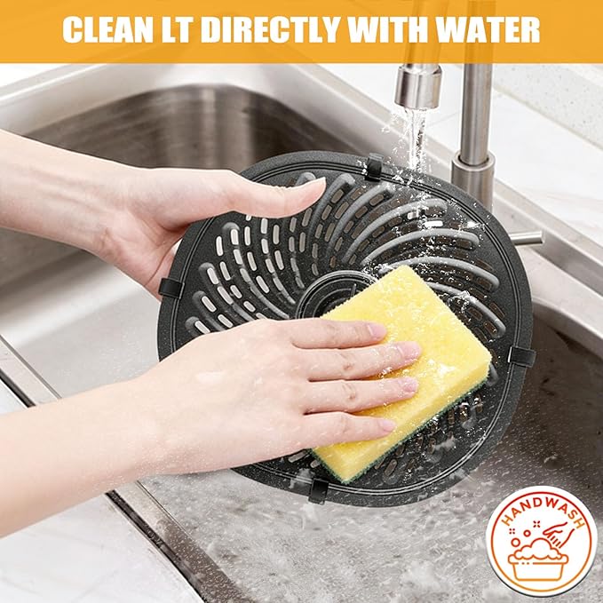 Air Fryer Replacement Tray for PowerXL Vortex 7 QT Air Fryer, Oval Nonstick 10.3''*9.5'' Air Fryer Replacement Parts Accessories Rack Basket Grill Pan Grill Plate Crisper Plate with Rubber Bumpers