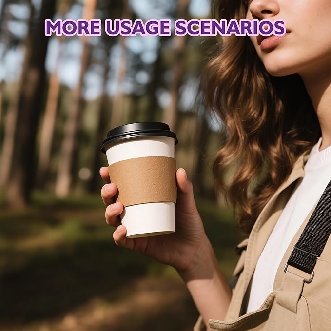16 oz 50 Pack Disposable Coffee Cups with Lids and Sleeves, To Go Coffee Cups with Lids, Hot/Cold Beverage Drinking Cup for Coffee, Tea