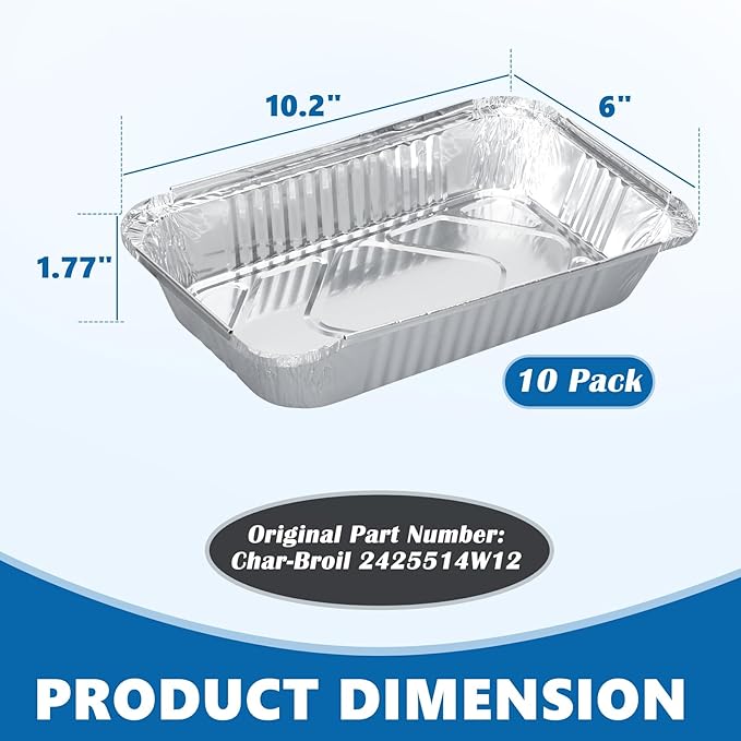 SafBbcue Aluminum Grill Drip Pan Liners for Char-Broil The Big Easy 2425514W12 Grease Tray, Heavy Duty Disposable Foil Grease Catchers for Charbroil Big Easy Turkey Fryer Accessories, 10 Pack