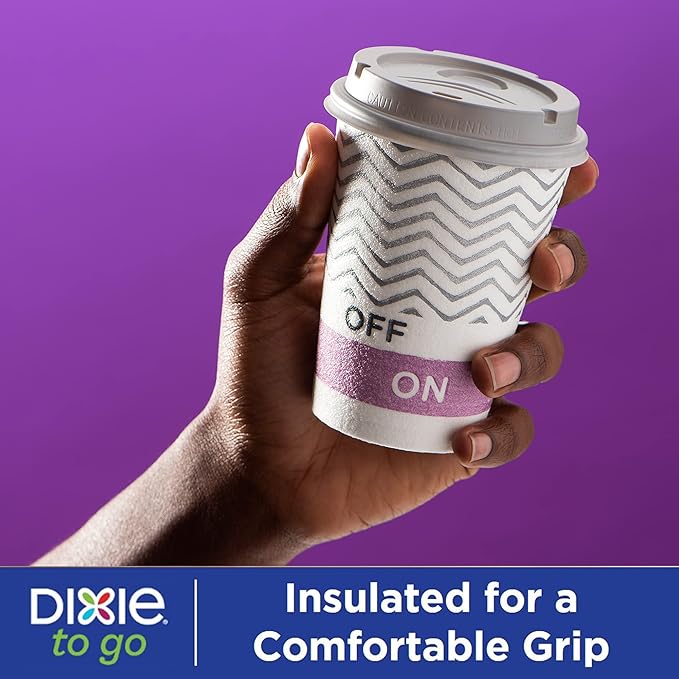 Dixie Paper Coffee Cups With Lids, 12 oz | 14 Count | Pack of 2 | Insulated | For Hot or Cold