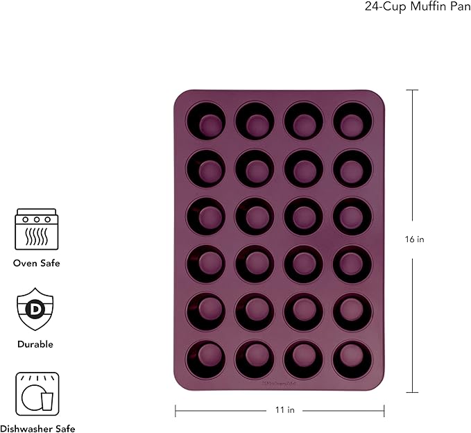 KitchenAid 24-Cup Nonstick Aluminized Steel Mini Muffin Pan, Beetroot