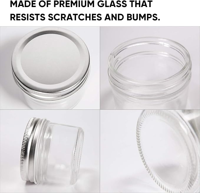 Accguan 4oz Glass Jars With Lids(Silver),Mason Jars,Ideal For Honey,Jam,Wedding Favor,DIY Magnetic Mini Spice Jars For Kitchen,Set of 40