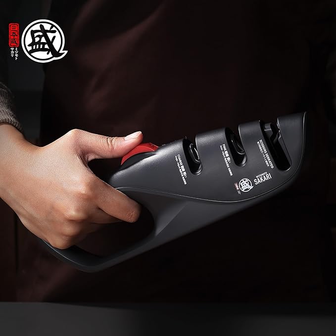 MITSUMOTO SAKARI Japanese Adjustable 5-Angle Knife Sharpener, 3-Stage Kitchen Knife Sharpeners For Kitchen Scissors And Knives, Professional Sharpening Tool With Angle-Lock Technology