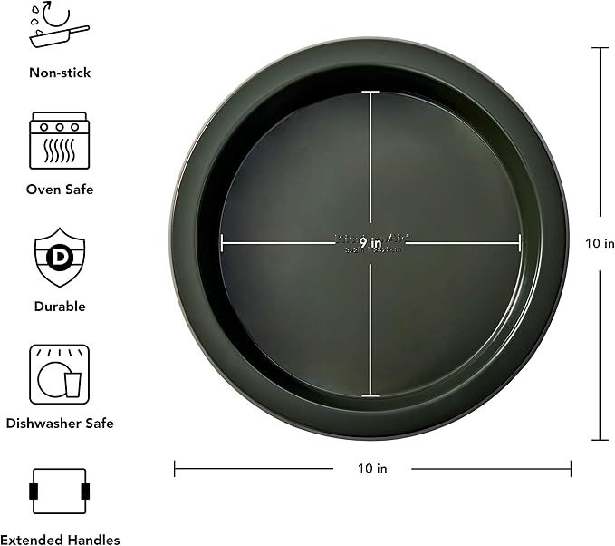 KitchenAid Nonstick Swiss Engineered Aluminized Steel Round Cake Pan, Dishwasher Safe, 9 Inch, Evergreen