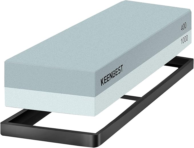 Actual Grit Premium Material Sharpening Stone 2 Side 400 1000 Whetstone Set Kitchen Knife Sharpener Stone Wet Stones for Sharping Knives Kit with Non-slip Rubber Base