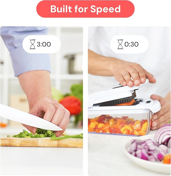 Fullstar Vegetable Chopper & Mandoline Slicer for Kitchen - Food Chopper with Container, Cheese Grater, Home Essentials & Kitchen Gadgets (8 in 1, White)