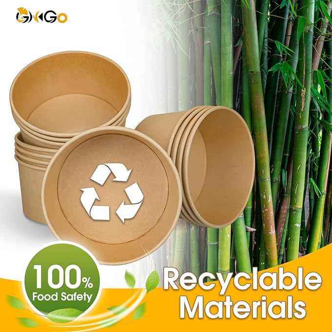 Ginkgo 90 Count 30 oz Extra Large Paper Bowls Leak Proof Disposable Hot Soup Bowls Bulk Large Salads Bowls, Heavy Duty Paper Bowls for Ice Cream, Hot Soup, Salad, Dessert, Cereals, Food