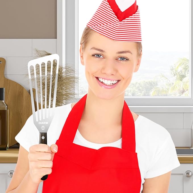 2 Pack Fish Spatula Stainless Steel, Flexible Fish Turner Spatula Perfect for Flipping Eggs, Burgers and Baking, Durable Lightweight Metal Kitchen Slotted Turner for Cooking & BBQ, Christmas gifts