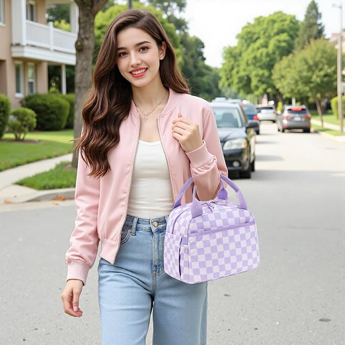 Bluboon Lunch Bag for Women Men Cute Corduroy Lunch Tote Bags Reusable Insulated Lunch Box Large Capacity Reusable Insulated Cooler for Work Picnic or Travel