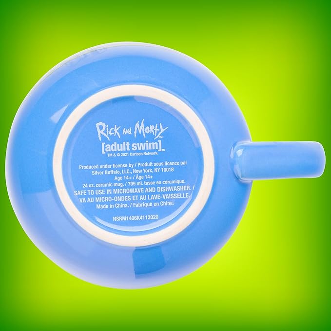 Silver Buffalo Rick and Morty Ceramic Soup Mug with a Vented Plastic Lid, 24 Ounces