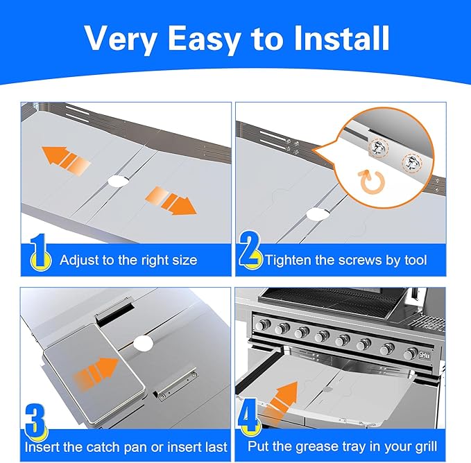 Grill Grease Tray Replacement for Dyna Glo with Catch Pan, Universal 25"-34" Adjustable Drip Pan Replacement for 4/5/6 Burner Gas Models from Nexgrill Charbroil Kenmore Expert Grill BHG Grease Tray