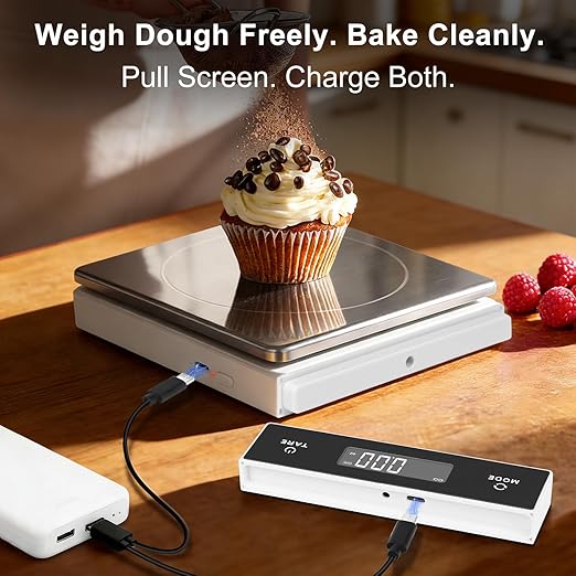 THINKSCALE 11lb Wireless Food Scale with Magnetic Pull-Out Display, 1g/0.01oz Precise Stainless Steel Digital Kitchen Scale for Cooking Baking, Keto and Meal Prep, USB Rechargeable, 6 Weight Units