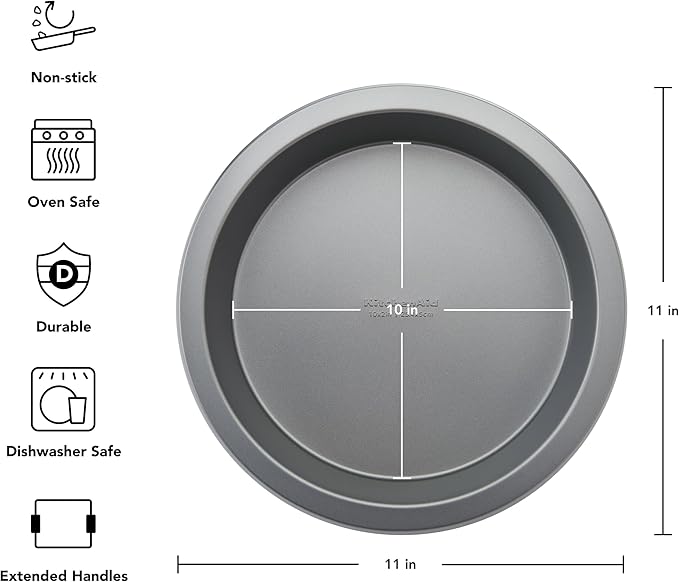 KitchenAid Nonstick Swiss Engineered Aluminized Steel Round Cake Pan, Dishwasher Safe, Contour Silver, 10 Inch