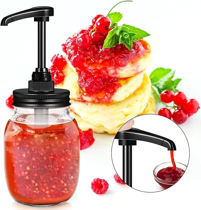 Honey & Maple & Syrup Mason Jar Dispenser Pumps, Use for 2.75 Inch Regular Mouth, Stainless Steel Cap ande Food Safety Jam Pump,Suitable for Coffee,Ketchup,etc.NO JAR No Rust