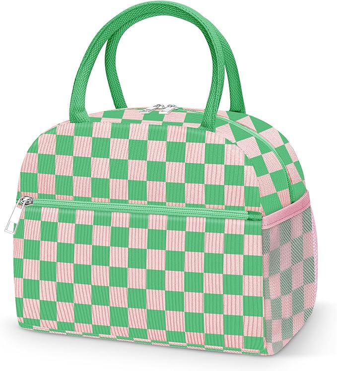 DALINDA Corduroy Lunch Box for Women,Insulated Lunch Bag Cute Cooler Tote Bag,Reusable 11L Large Capacity for Work Camping Picnic