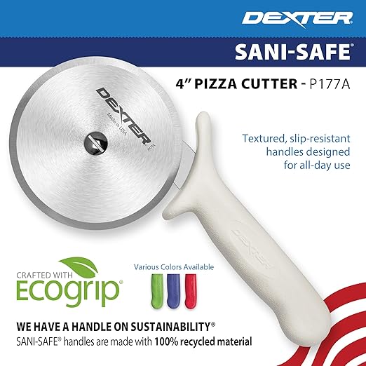Dexter-Russell 4" Pizza Cutter, P177A-4PCP | SANI-SAFE Series, Stainless Steel Blade with Slip-Resistant Polypropylene Handle | Heavy-Duty Rotary Cutter for Pizza, Pastry & More | Made in USA
