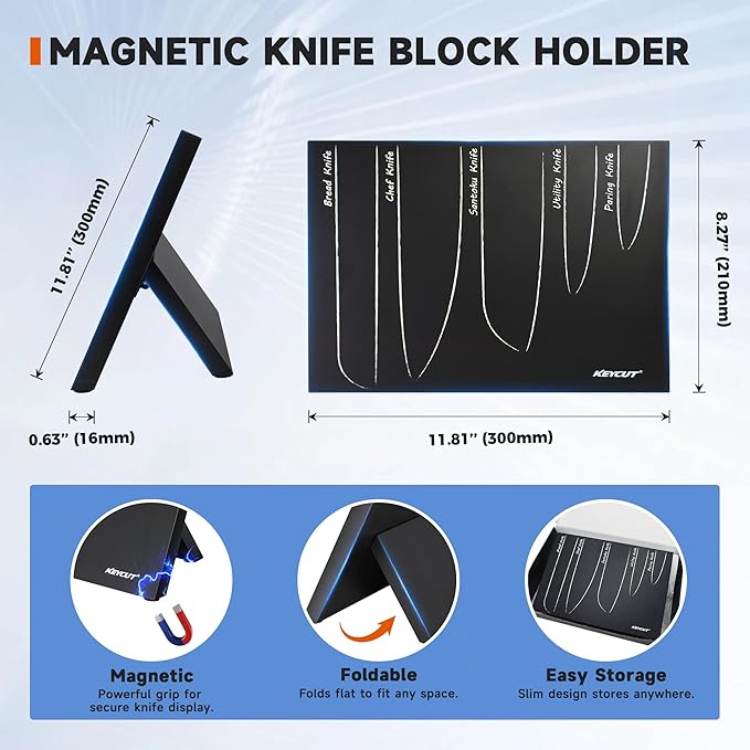 Kitchen Knife Set, 6 Pieces Knife Set with Foldable Magnetic Knife Block, Japanese Knife Sets, High-Grade 5CR Stainless Steel Chef Knives Sets with Wood Block, Professional Chef's Knife Set