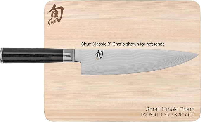 Shun Cutlery Small Hinoki Cutting Board, 10.75" x 8.25" Small Wooden Cutting Board for Kitchen, Medium-Soft Wood Preserves Knife Edges, Forest Stewardship Council Certified, Japanese Chopping Board