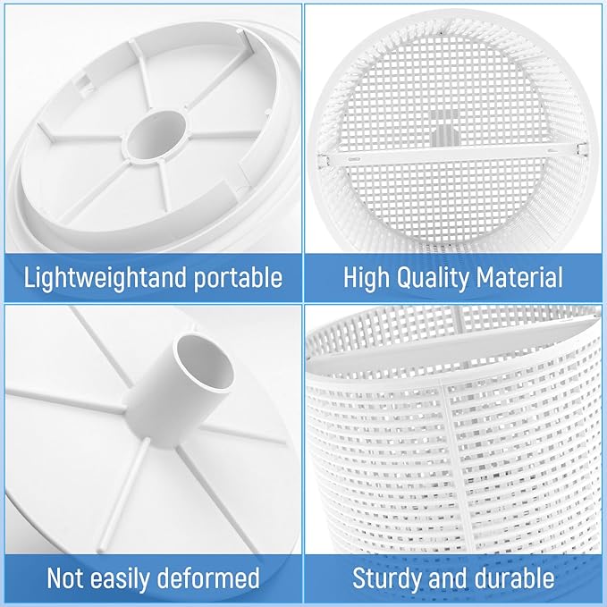 Pool Skimmer Basket Compatible with Hayward Skim Vac In-Ground Pool Skimmers Includes SPX1082CA Pool Skimmer Basket and 85001900 S15 & S20 Skimmer Suction Plate, Pool Accessories (White)